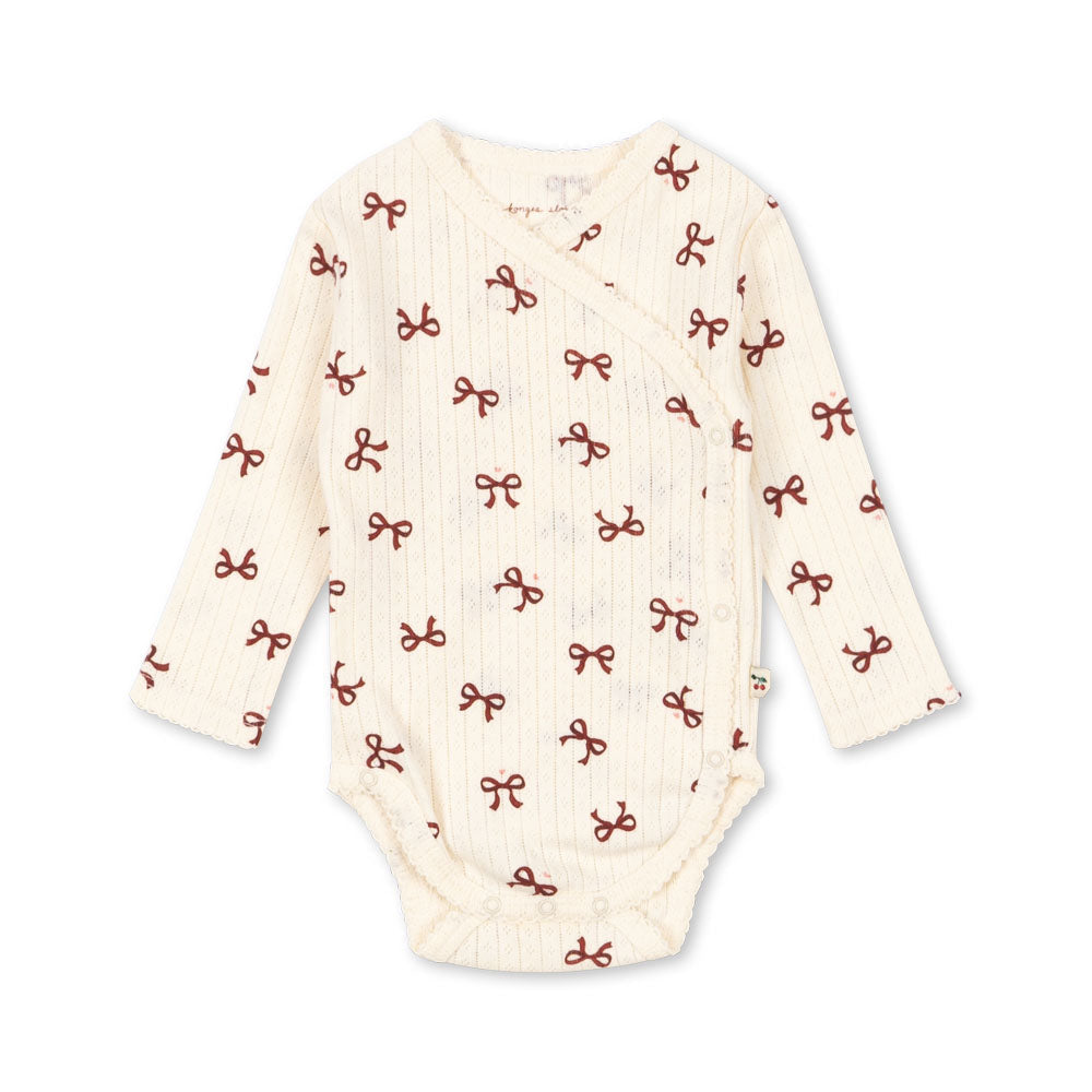 Minnie Bow Print Cotton Pointelle Baby Bodysuit